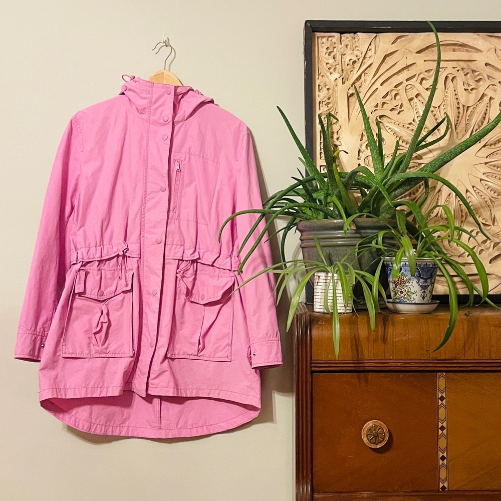 J. Crew Rain Jacket in Sundrenched Peony Sz S